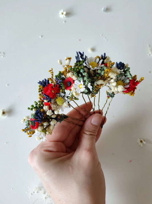 3/5/10pcs Folk floral hair pins Bridal hair arrangement Hair accessories Magaela Flower hair Poppy flower Wedding accessories Meadow design